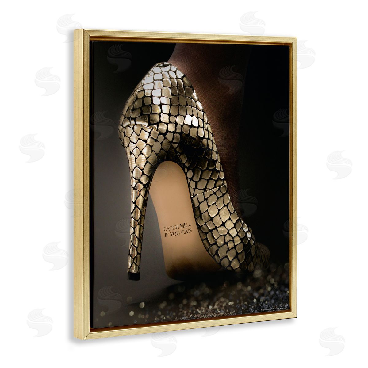 Reinders Snake Pattern Heels Gold Floating Frame Canvas Wall Art Print