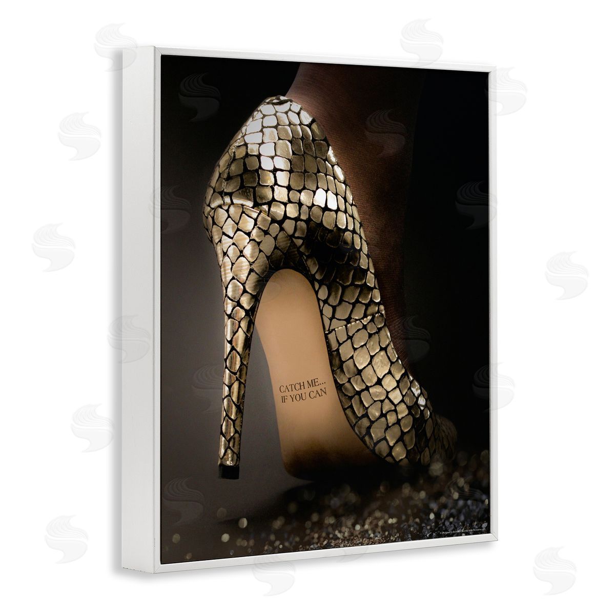 Reinders Snake Pattern Heels White Framed Giclee Wall Art Print