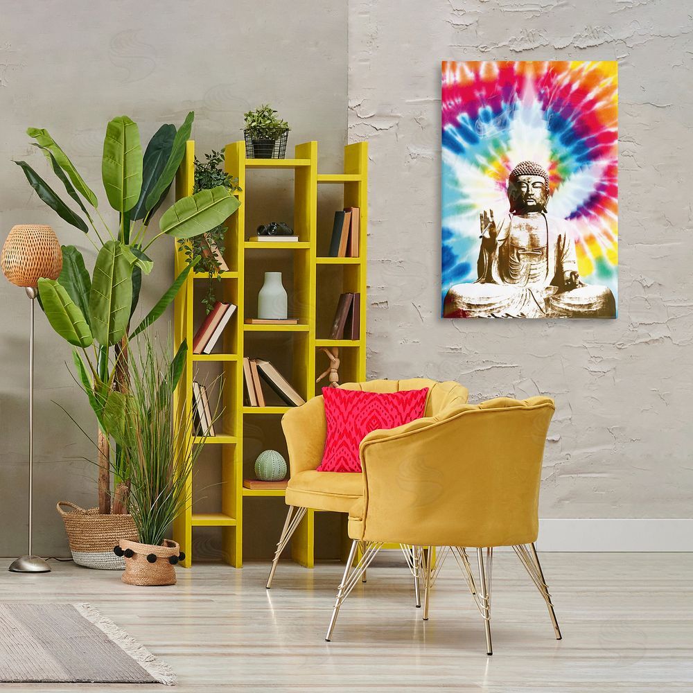 Reinders Hippie Tie Dye Buddha Canvas Wall Art Print in Room