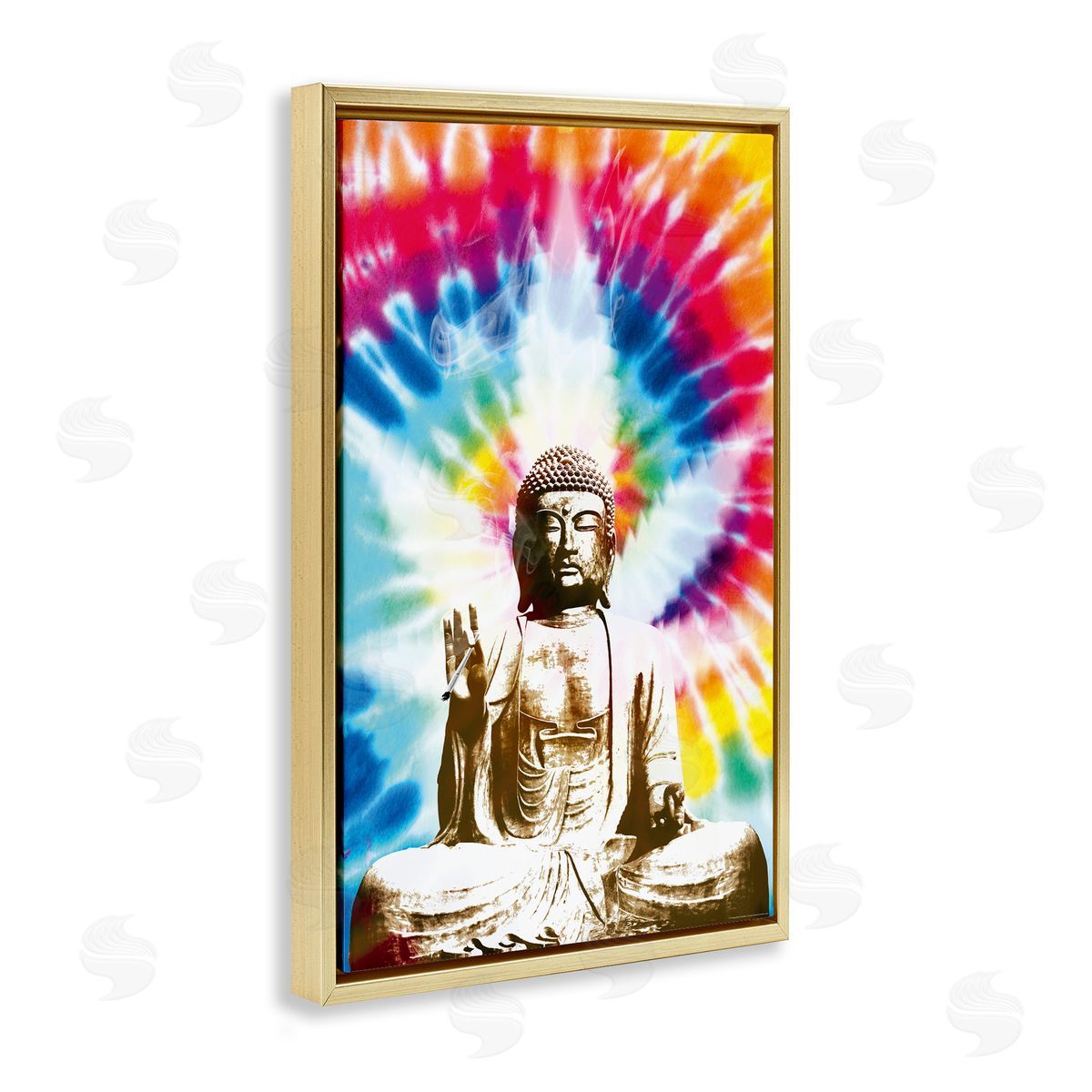 Reinders Hippie Tie Dye Buddha Gold Floating Frame Canvas Wall Art Print