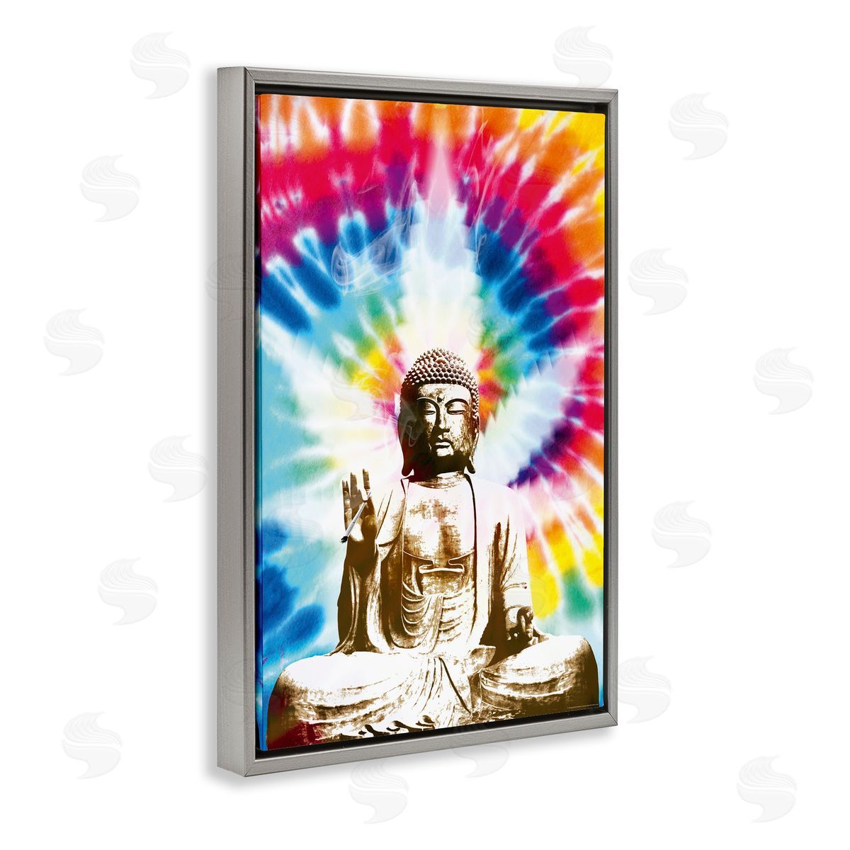 Reinders Hippie Tie Dye Buddha Gray Floating Frame Canvas Wall Art Print
