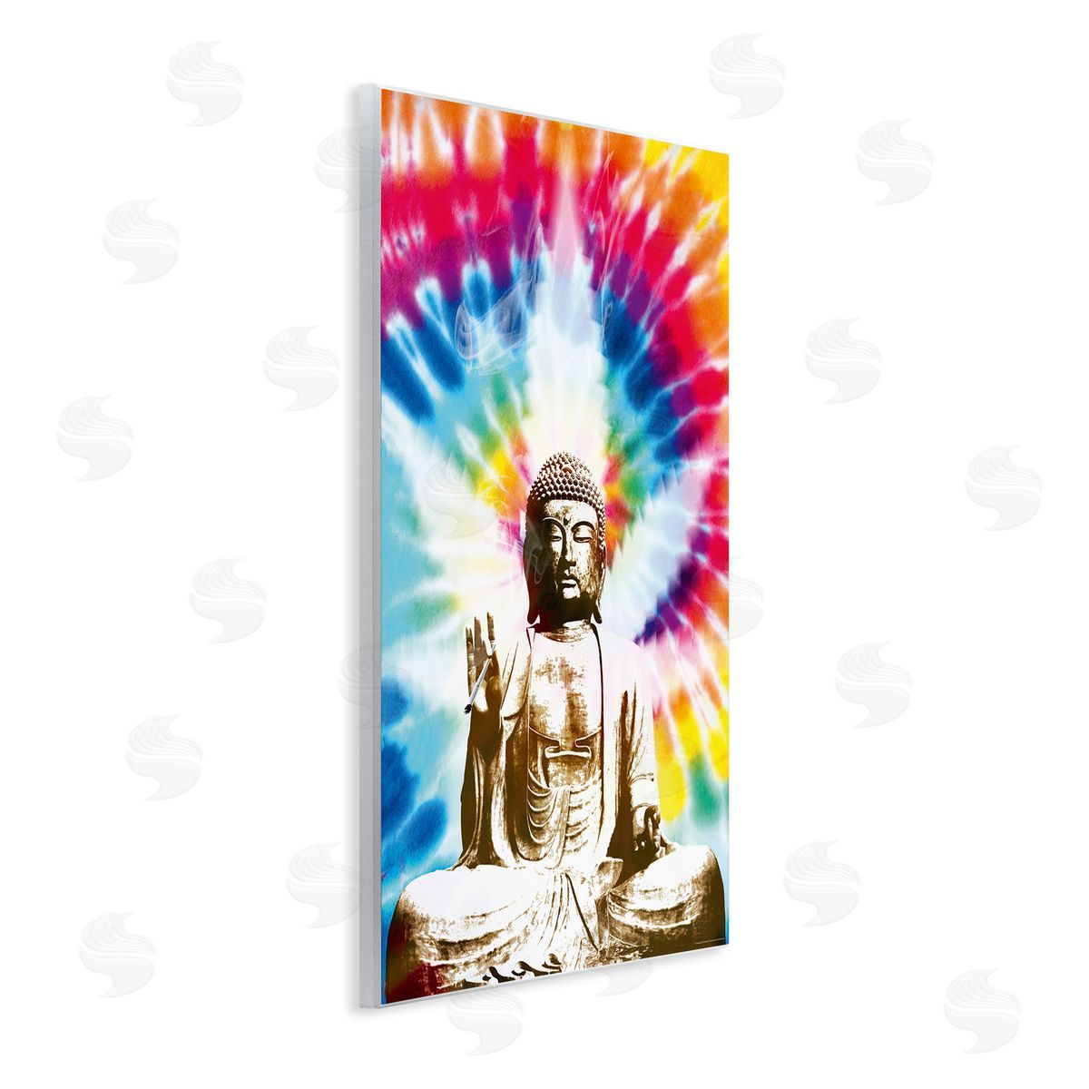 Reinders Hippie Tie Dye Buddha Wooden Wall Plaque Art Print
