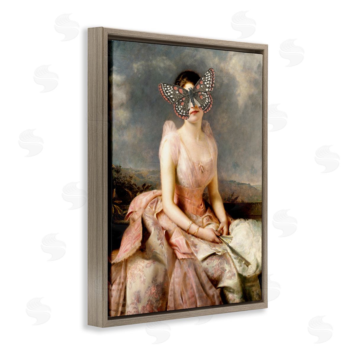 Piddix Vintage Butterfly View Brown Floating Frame Canvas Wall Art Print