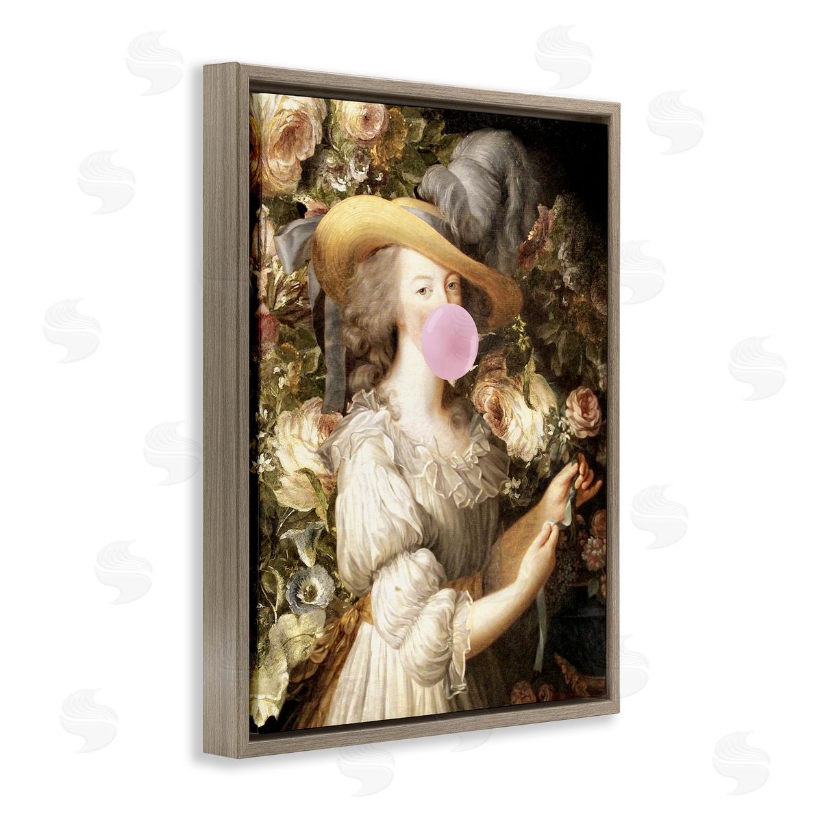 Piddix Renaissance Lady & Gum Brown Floating Frame Canvas Wall Art Print