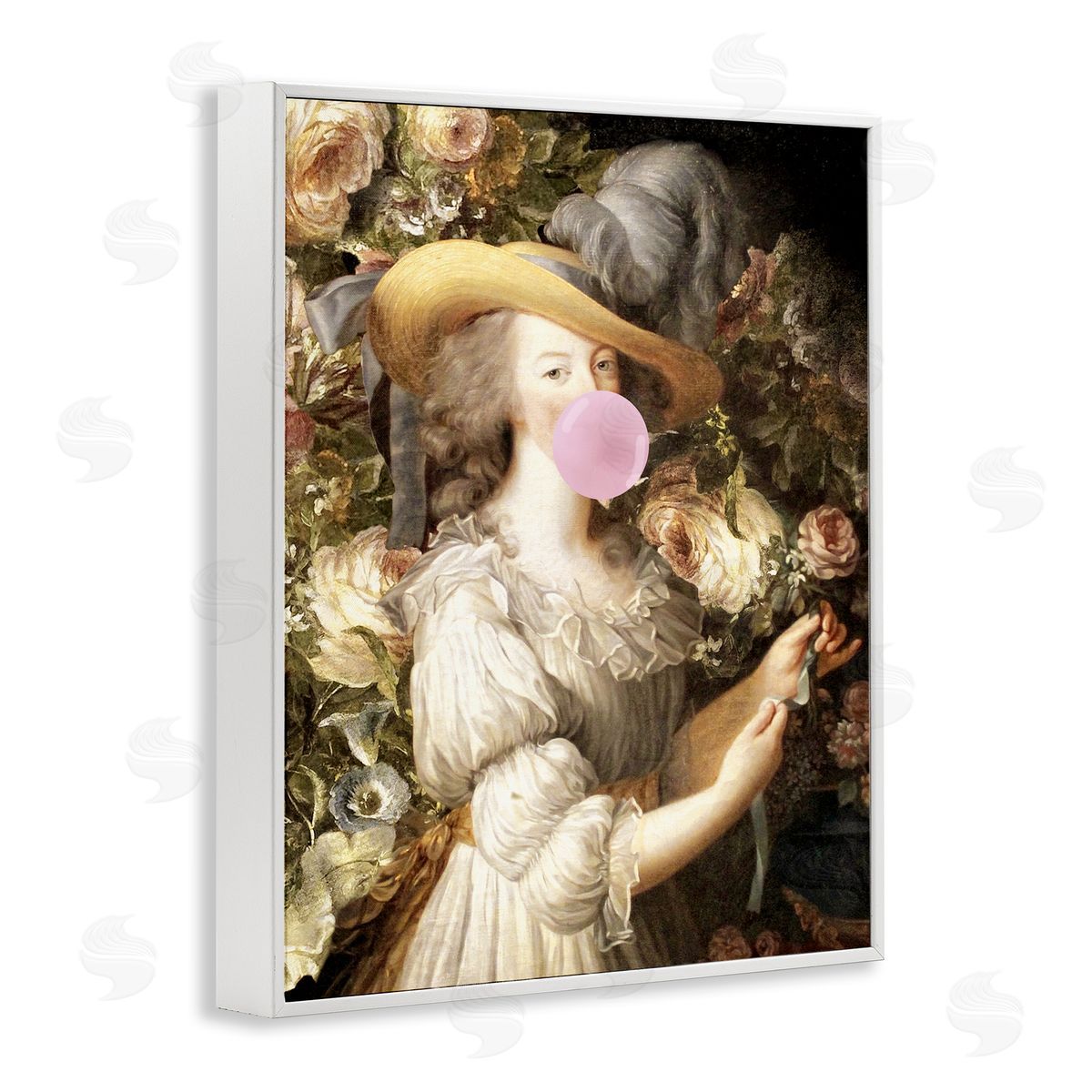 Piddix Renaissance Lady & Gum White Framed Giclee Wall Art Print
