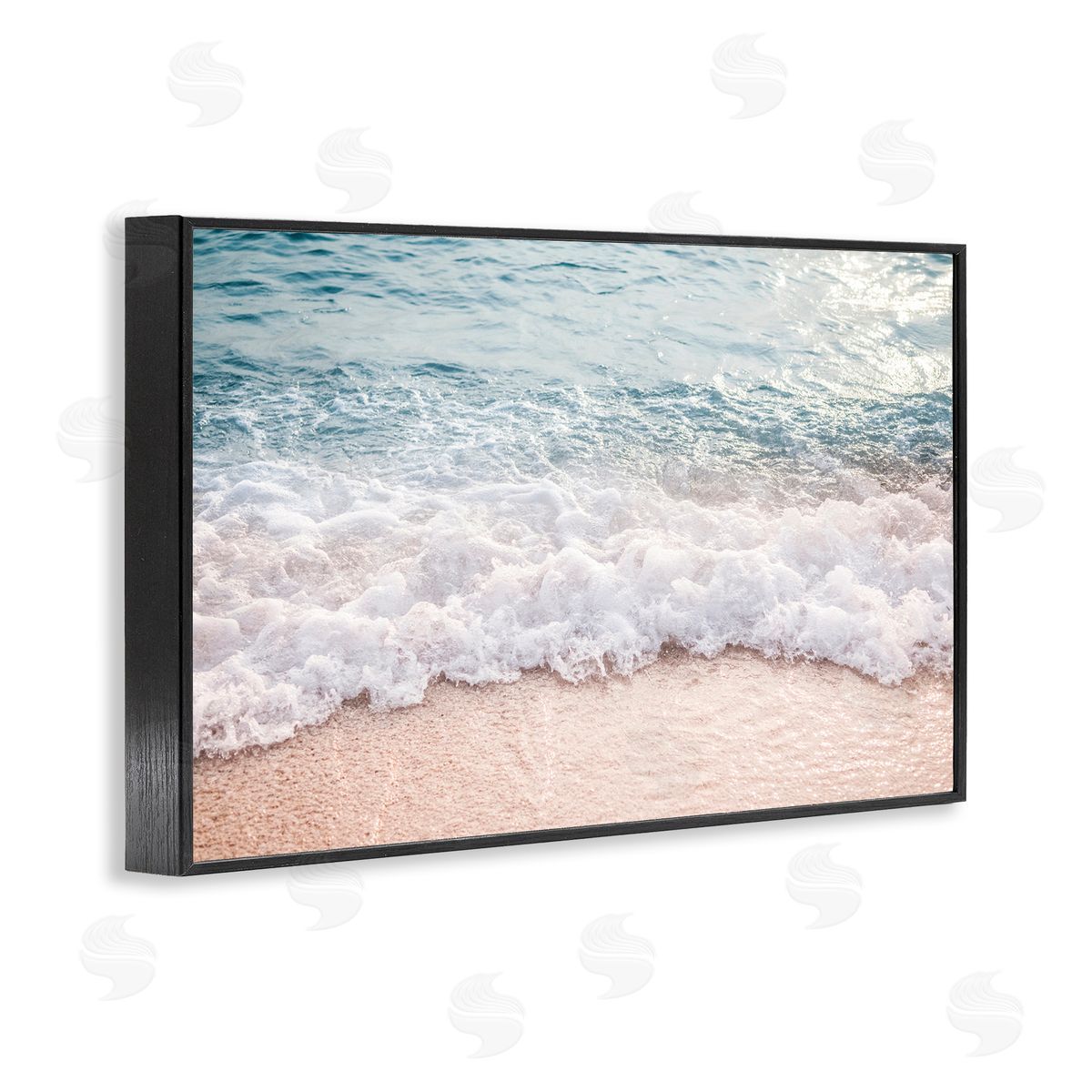 Nataly White Aerial Ocean Foam Black Framed Giclee Wall Art Print