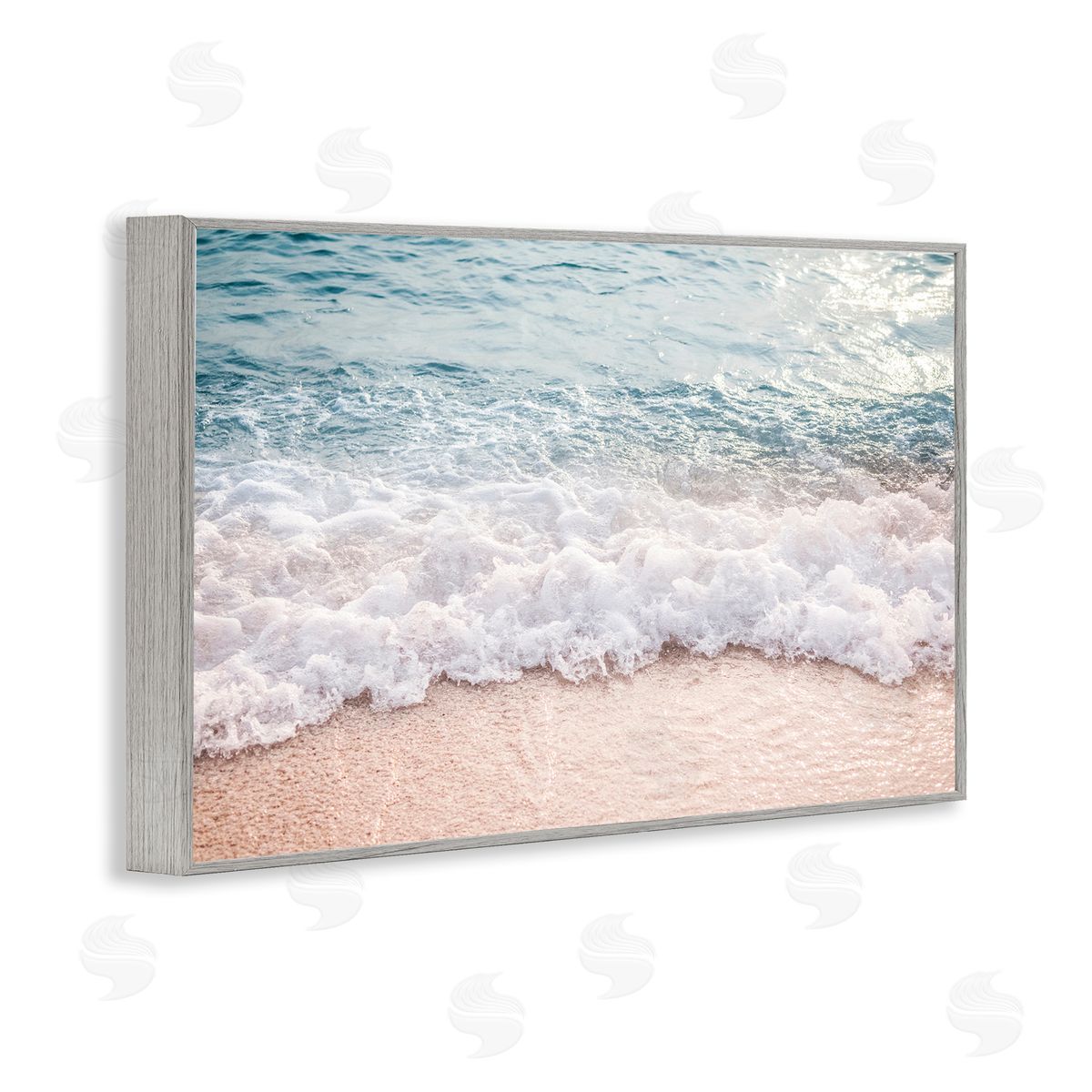 Nataly White Aerial Ocean Foam Gray Framed Giclee Wall Art Print