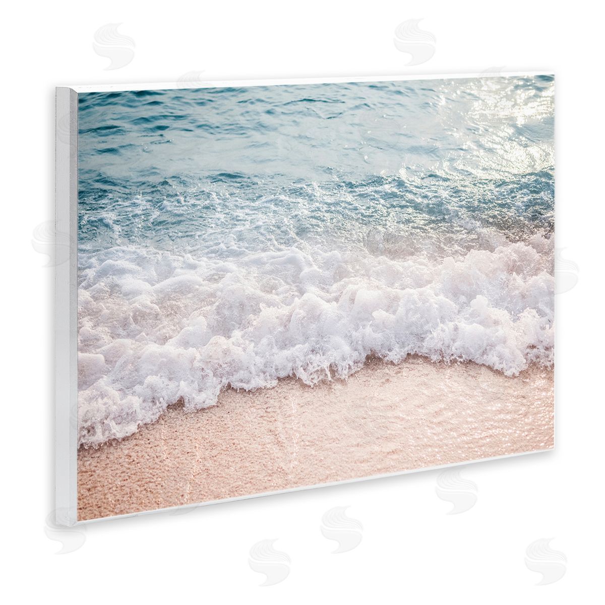 Nataly White Aerial Ocean Foam Wooden Wall Plaque Art Print