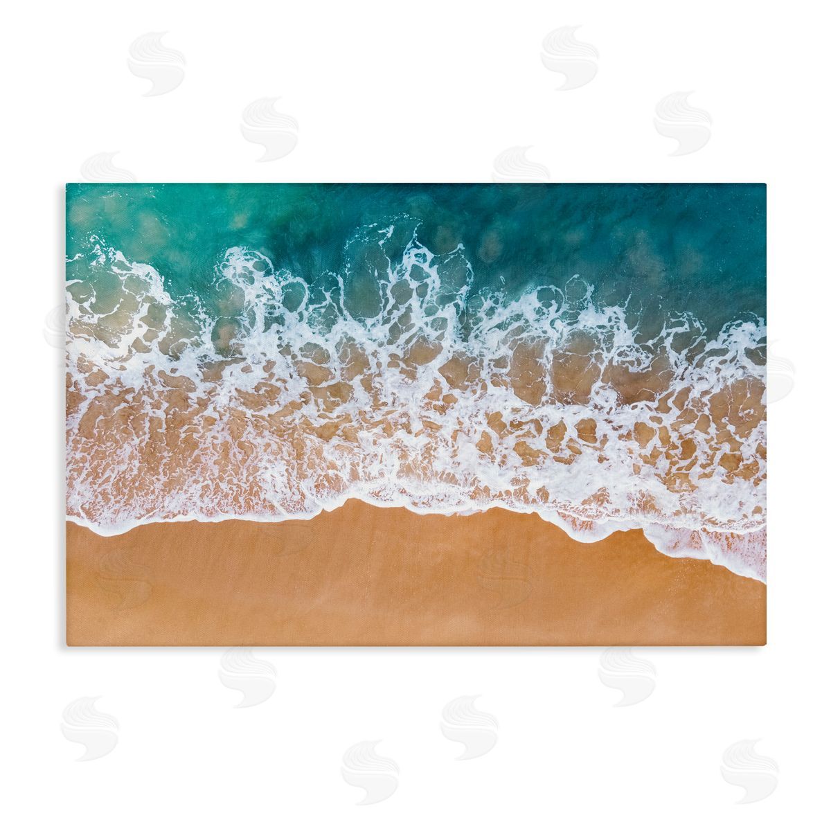 Nataly White Aerial Beach Foam Canvas Wall Art Print