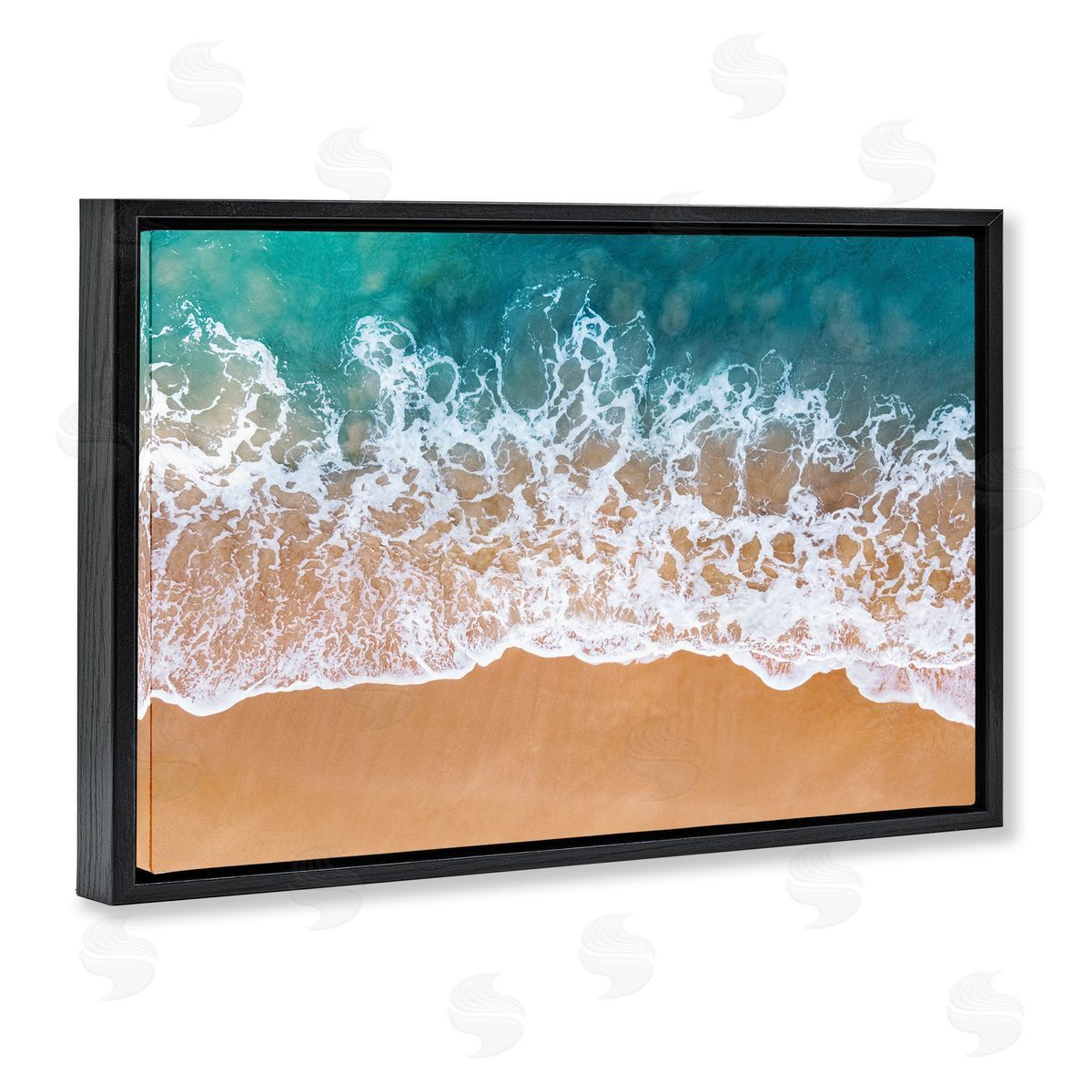 Nataly White Aerial Beach Foam Black Floating Frame Canvas Wall Art Print