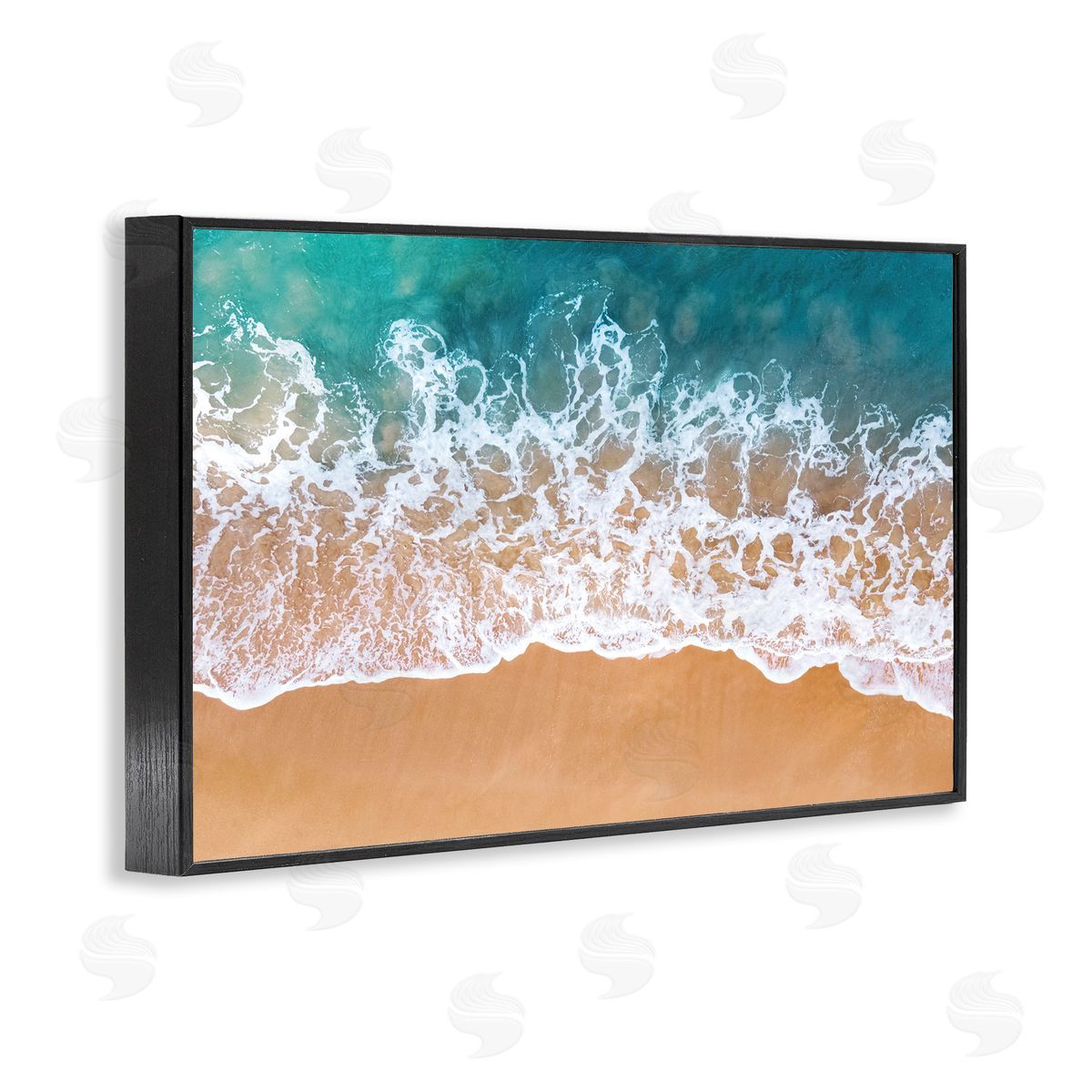 Nataly White Aerial Beach Foam Black Framed Giclee Wall Art Print