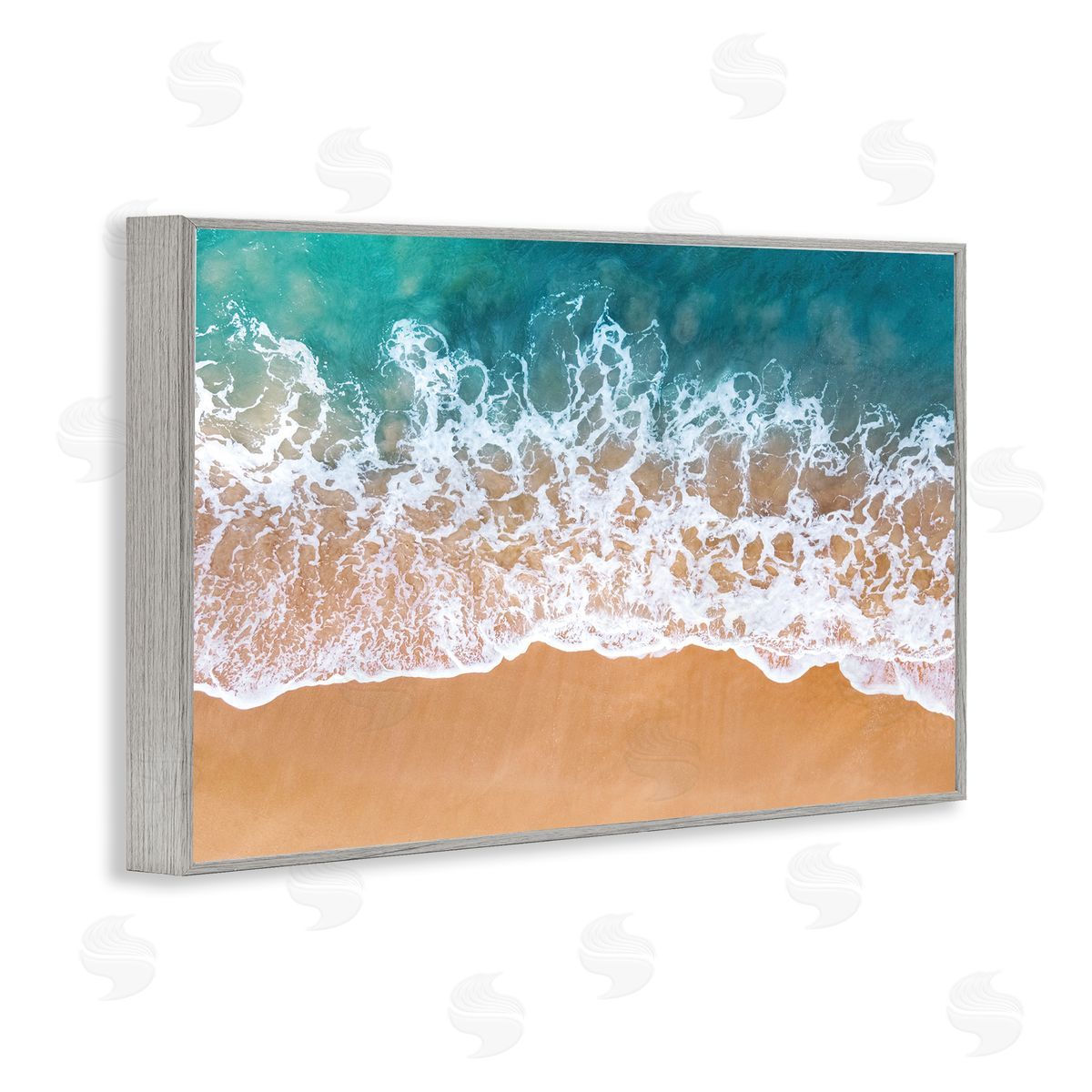 Nataly White Aerial Beach Foam Gray Framed Giclee Wall Art Print