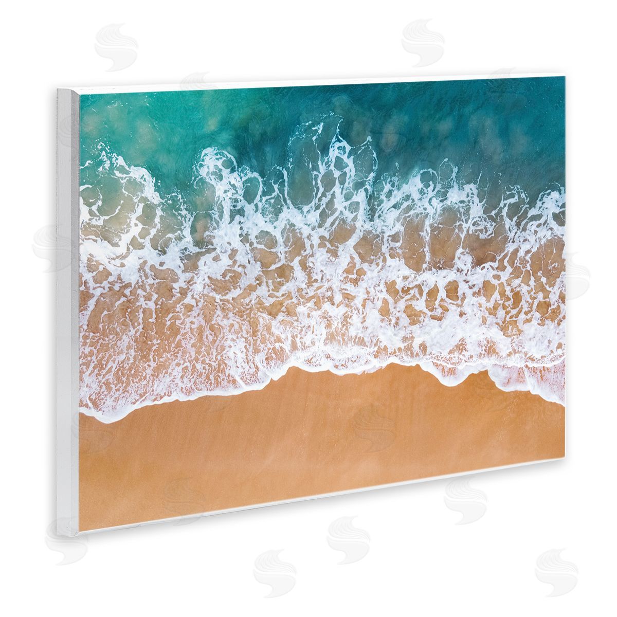 Nataly White Aerial Beach Foam Wooden Wall Plaque Art Print