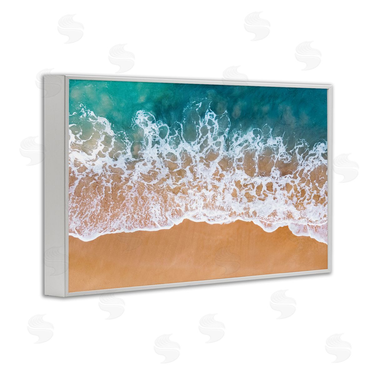 Nataly White Aerial Beach Foam White Framed Giclee Wall Art Print