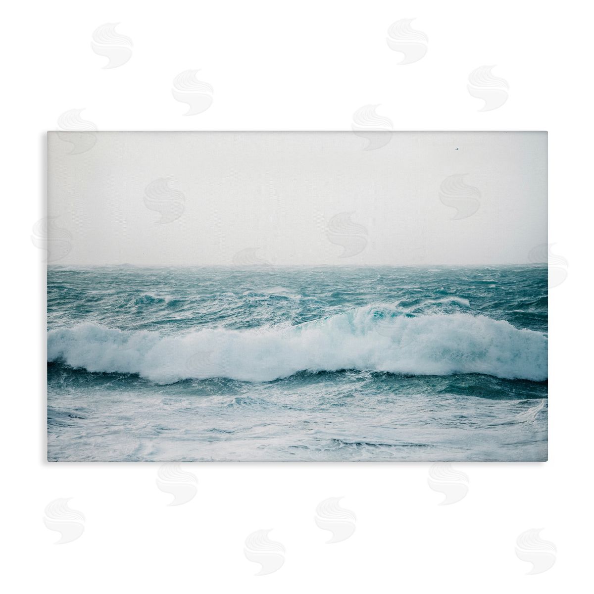 Nataly White Beach Waves Horizon Canvas Wall Art Print