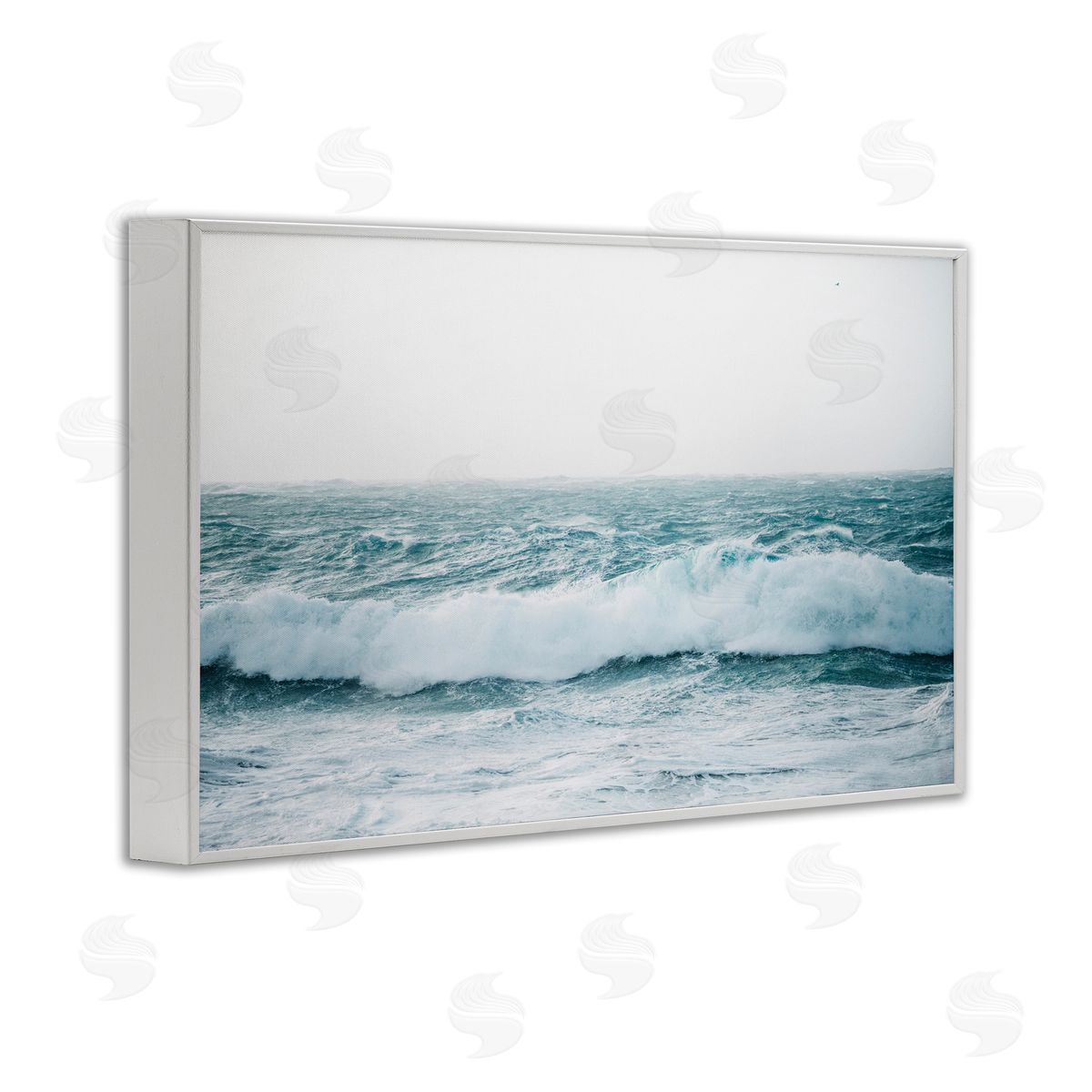 Nataly White Beach Waves Horizon White Framed Giclee Wall Art Print