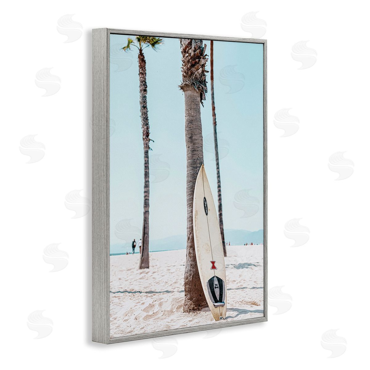 Nataly White California Summer Surfboard Gray Framed Giclee Wall Art Print