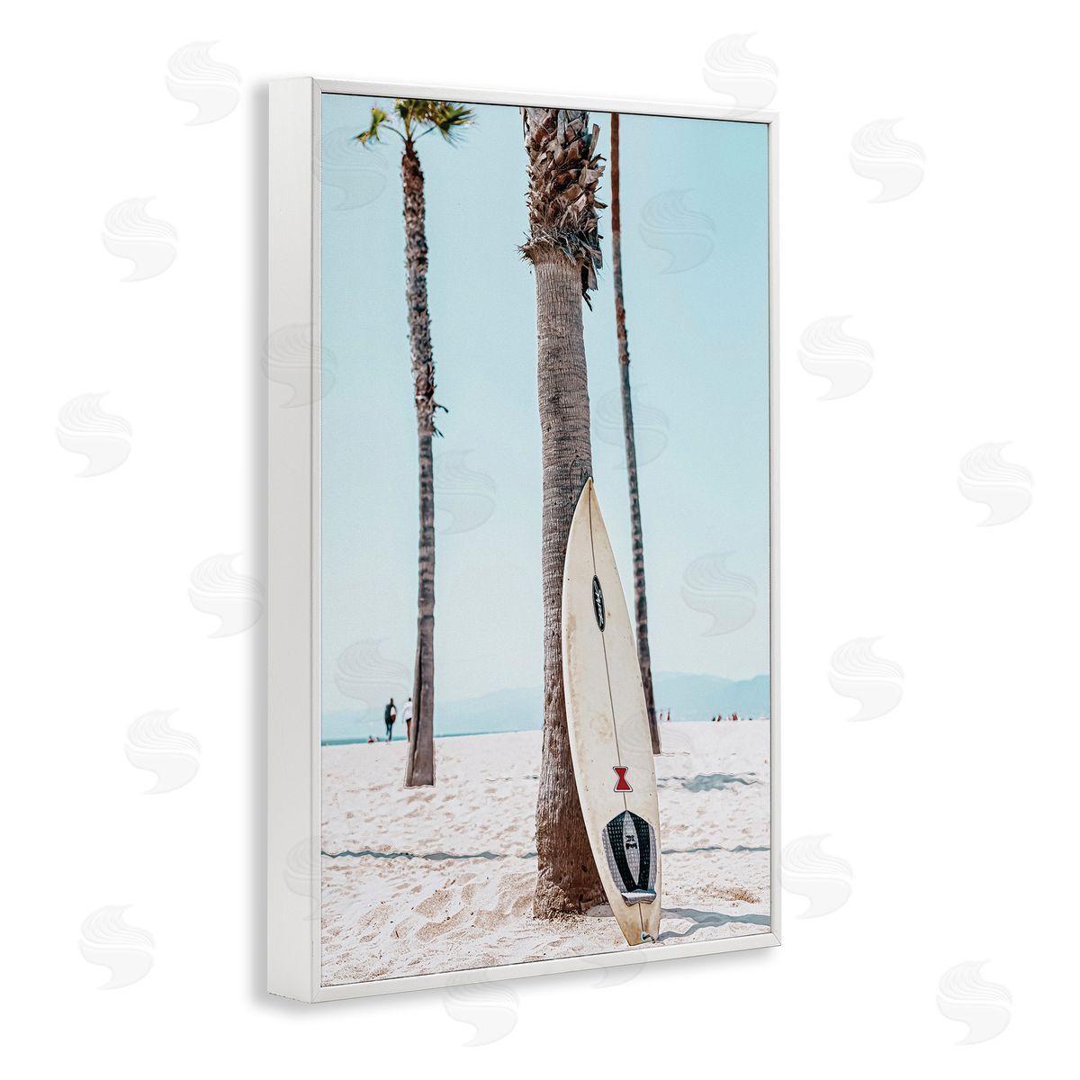 Nataly White California Summer Surfboard White Framed Giclee Wall Art Print
