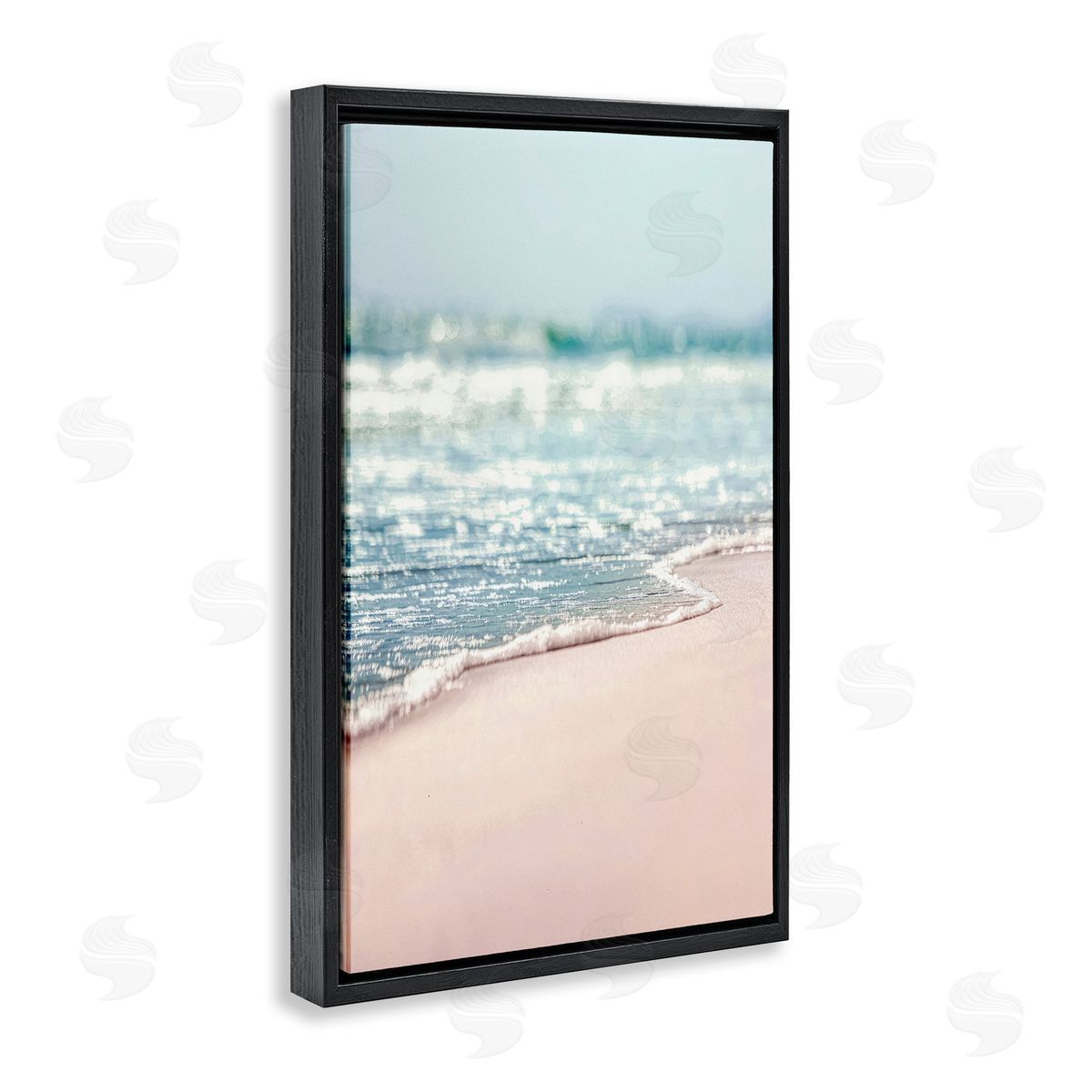 Nataly White California Summer Waves Black Floating Frame Canvas Wall Art Print