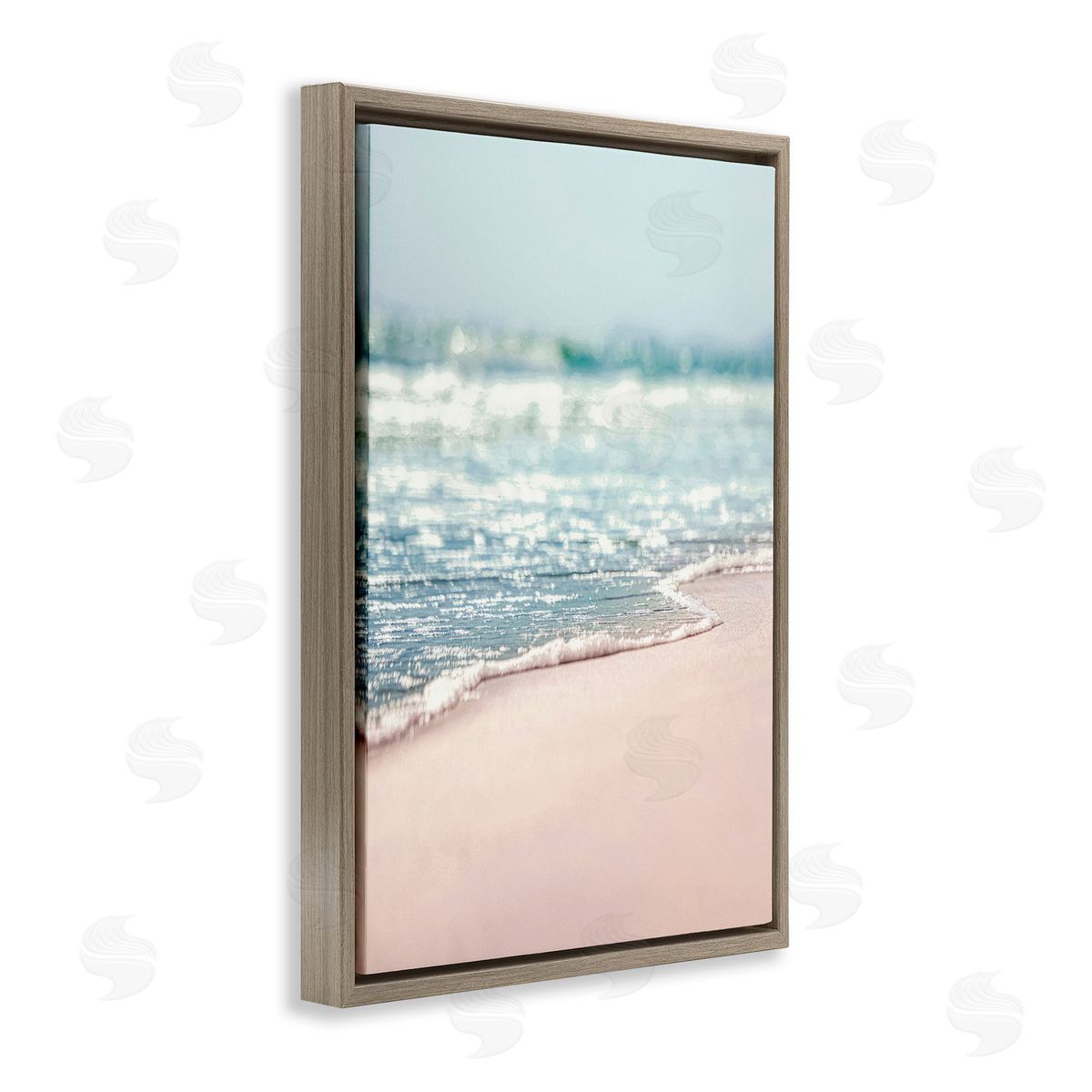 Nataly White California Summer Waves Brown Floating Frame Canvas Wall Art Print
