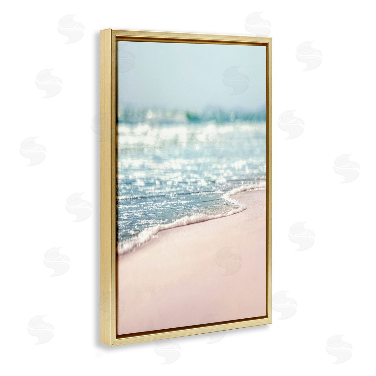 Nataly White California Summer Waves Gold Floating Frame Canvas Wall Art Print