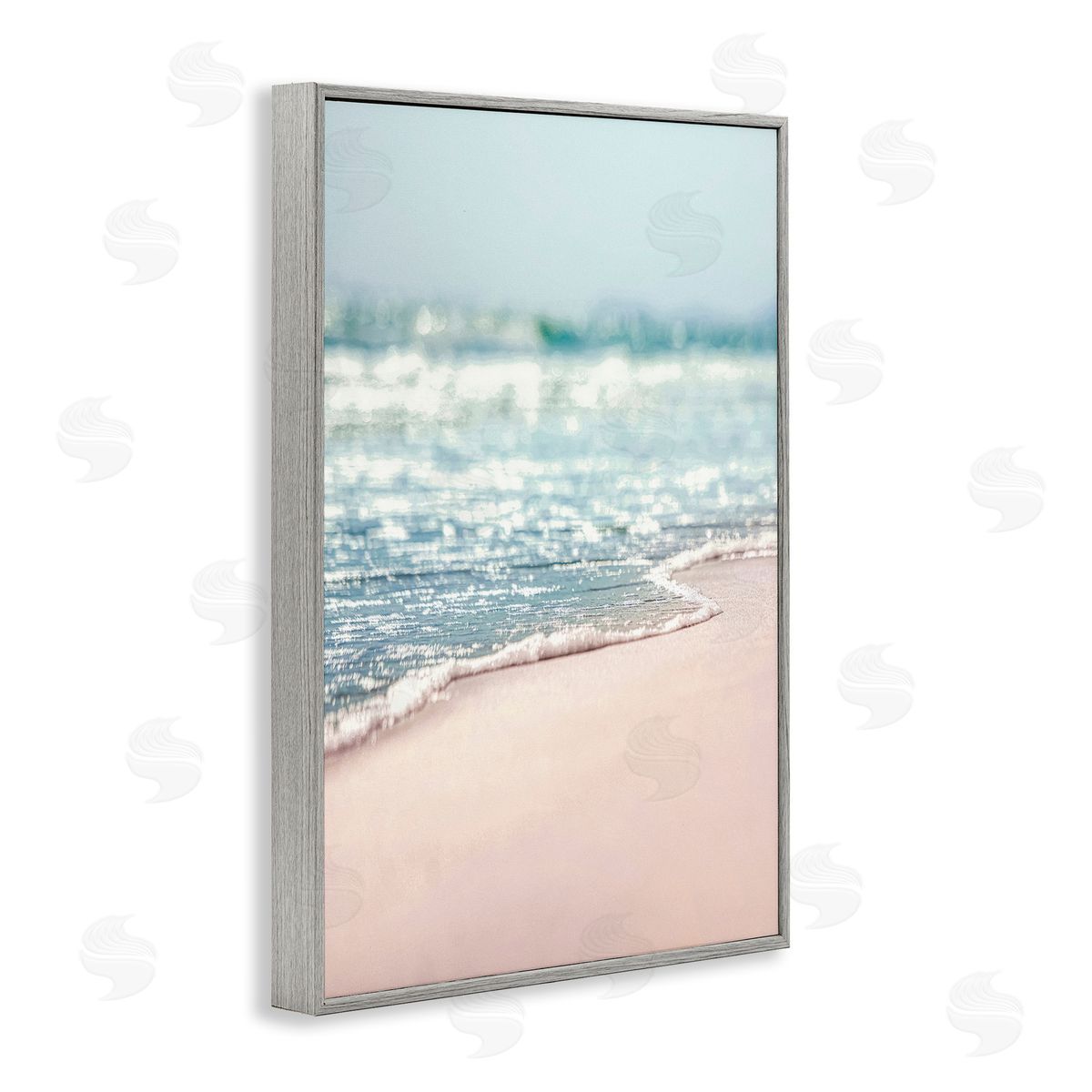 Nataly White California Summer Waves Gray Framed Giclee Wall Art Print