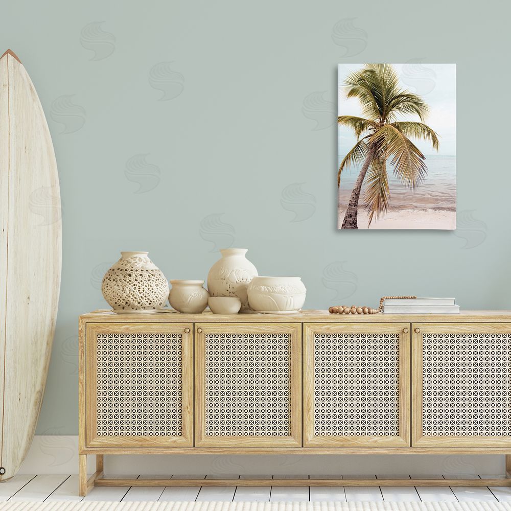 Nataly White California Summer Palm Canvas Wall Art Print in Room