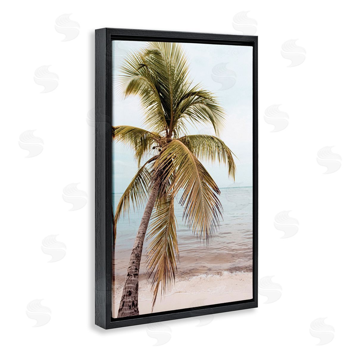 Nataly White California Summer Palm Black Floating Frame Canvas Wall Art Print