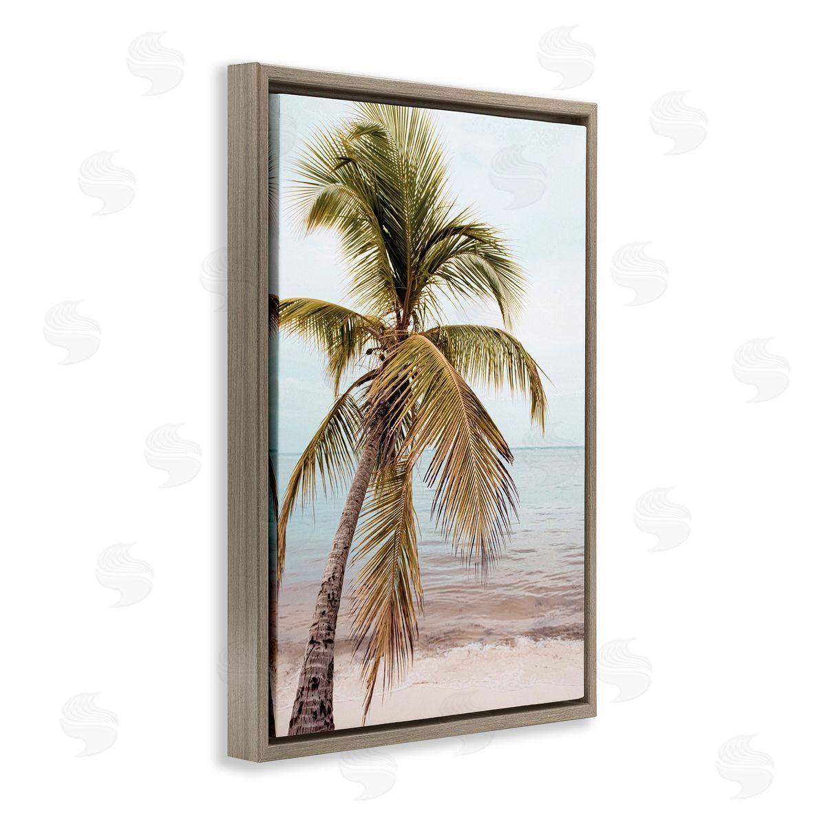 Nataly White California Summer Palm Brown Floating Frame Canvas Wall Art Print