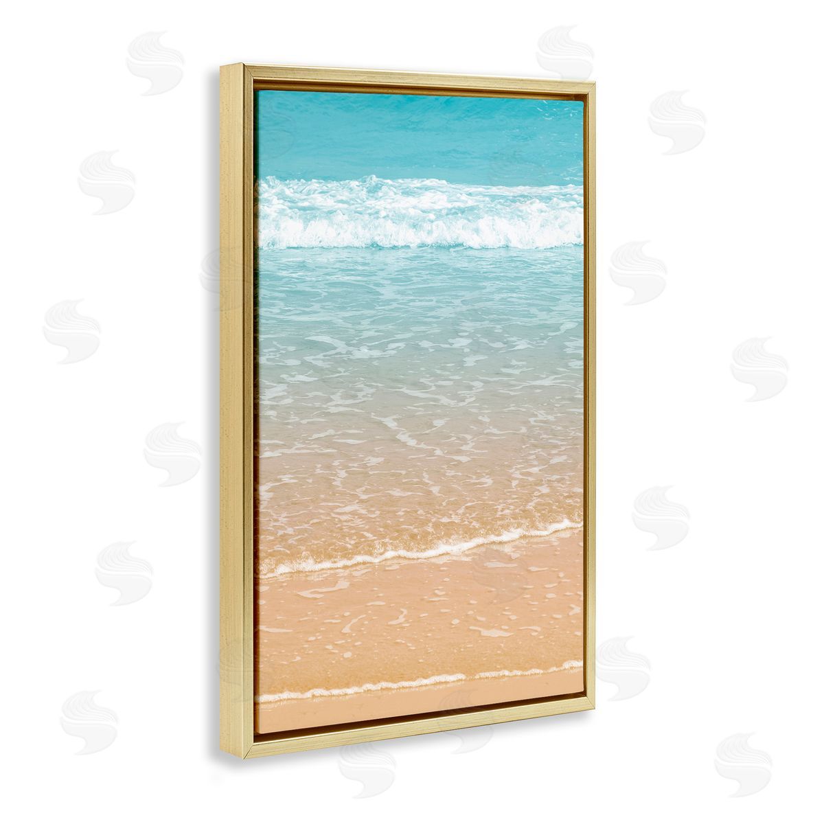 Nataly White Clear Summer Waters Gold Floating Frame Canvas Wall Art Print
