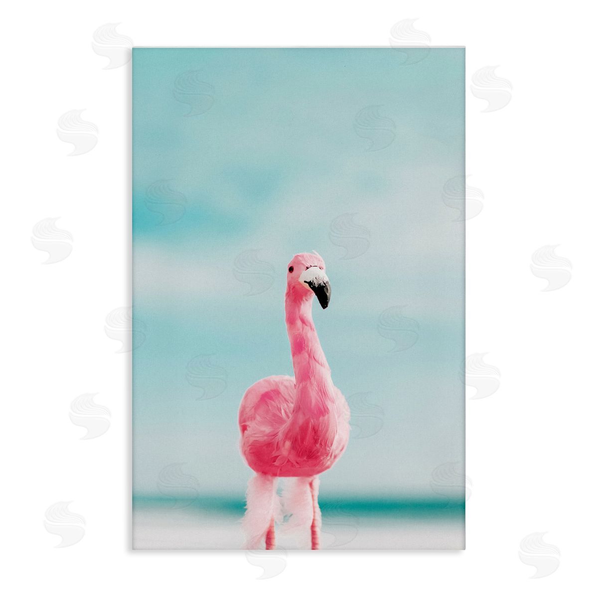 Nataly White Funky Summer Flamingo Canvas Wall Art Print