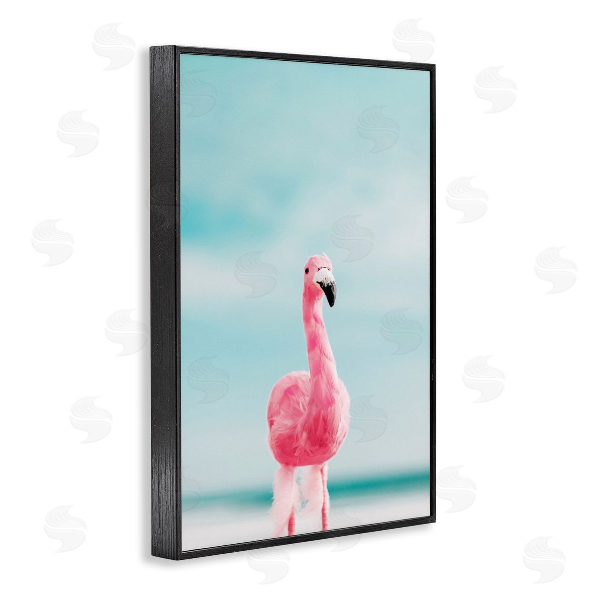 Nataly White Funky Summer Flamingo Black Framed Giclee Wall Art Print