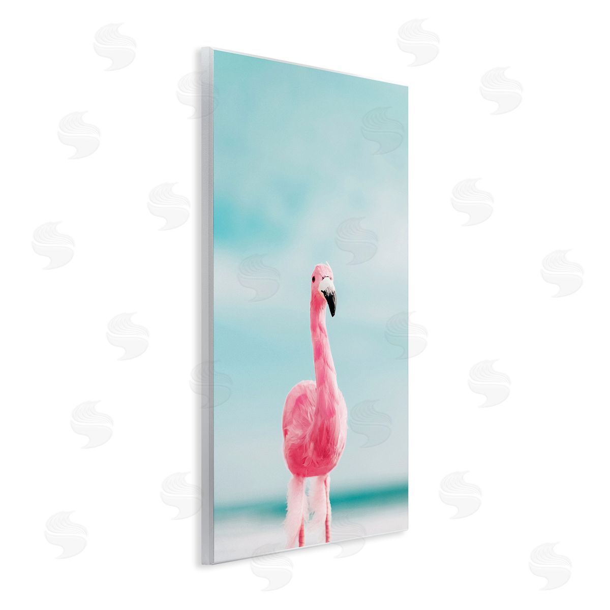Nataly White Funky Summer Flamingo Wooden Wall Plaque Art Print
