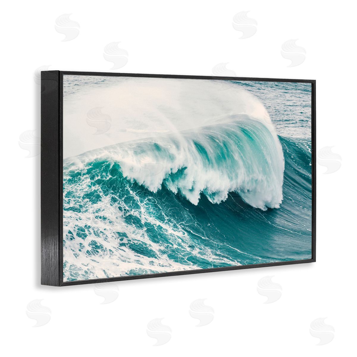 Nataly White Large Breaking Wave Black Framed Giclee Wall Art Print