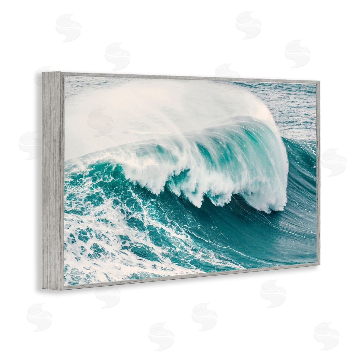 Nataly White Large Breaking Wave Gray Framed Giclee Wall Art Print