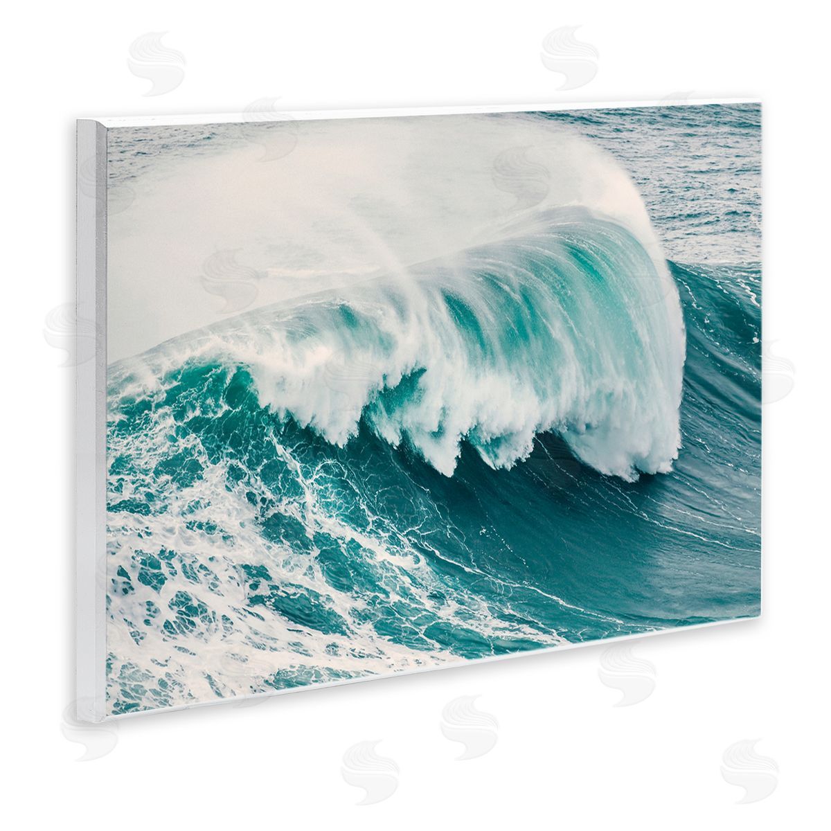 Nataly White Large Breaking Wave Wooden Wall Plaque Art Print