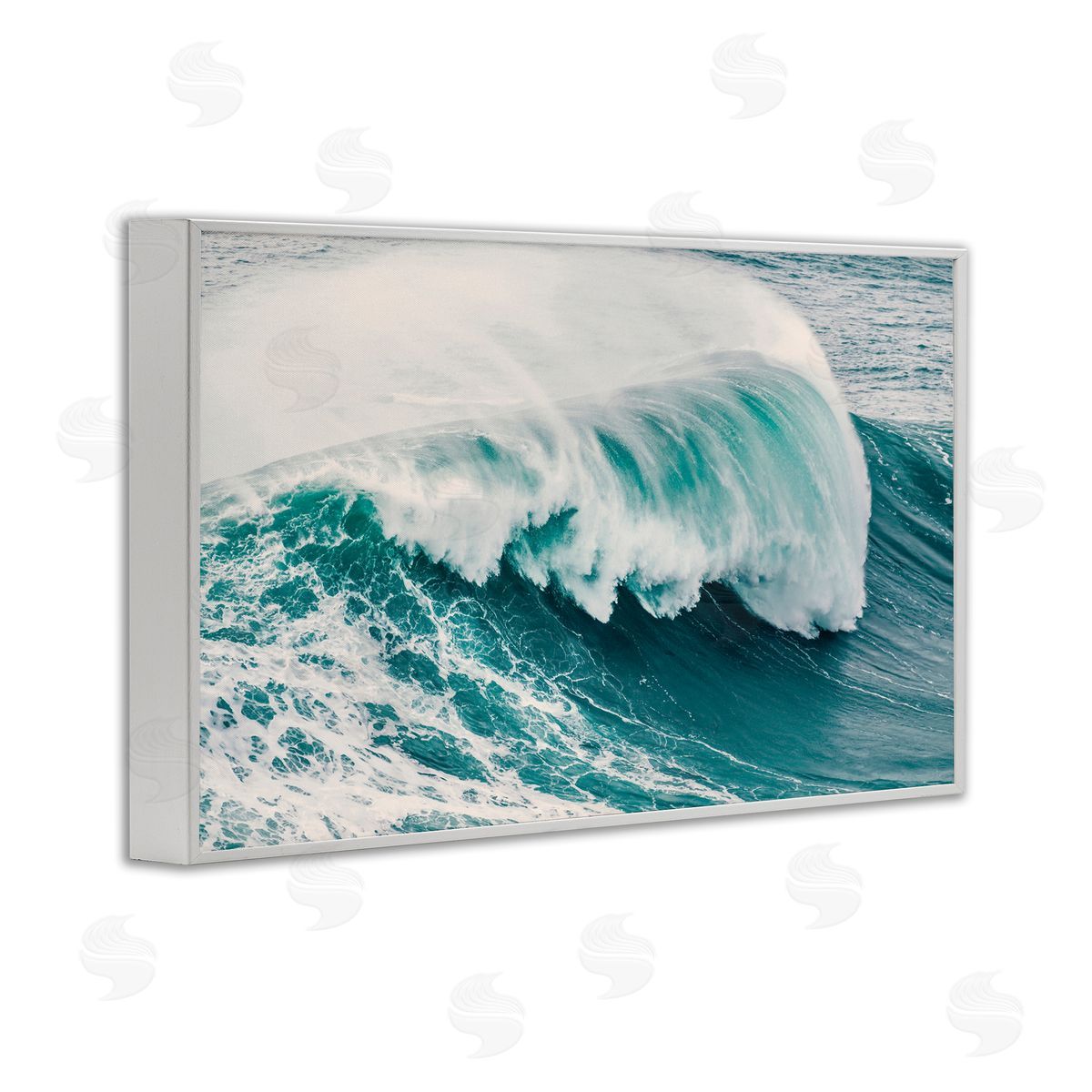 Nataly White Large Breaking Wave White Framed Giclee Wall Art Print
