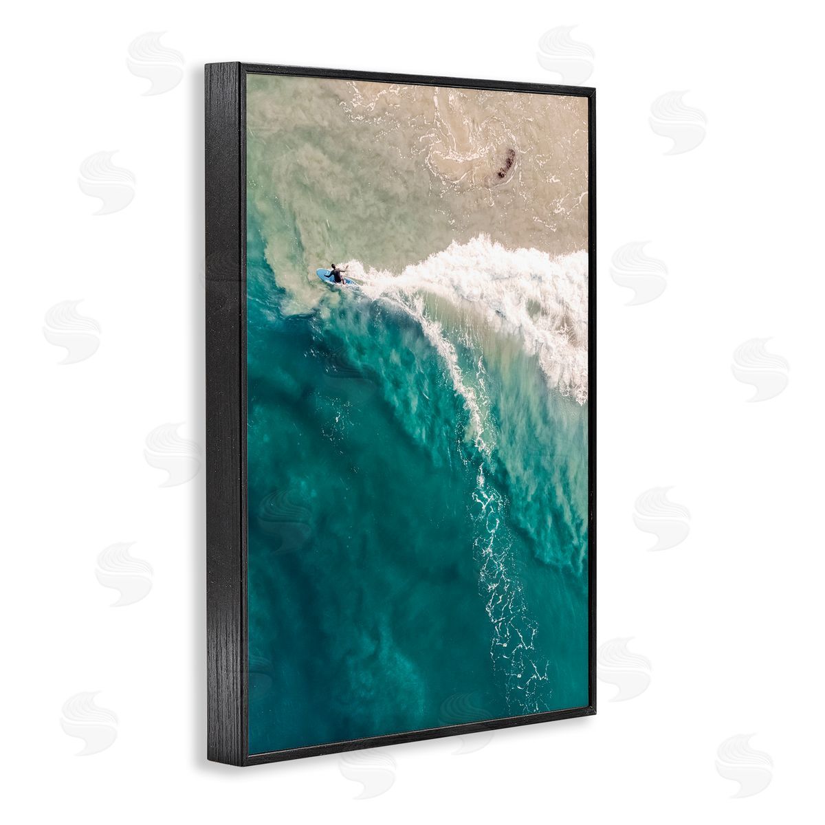 Nataly White Surfing Clear Waters Black Framed Giclee Wall Art Print