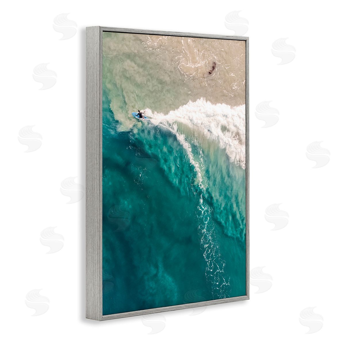 Nataly White Surfing Clear Waters Gray Framed Giclee Wall Art Print