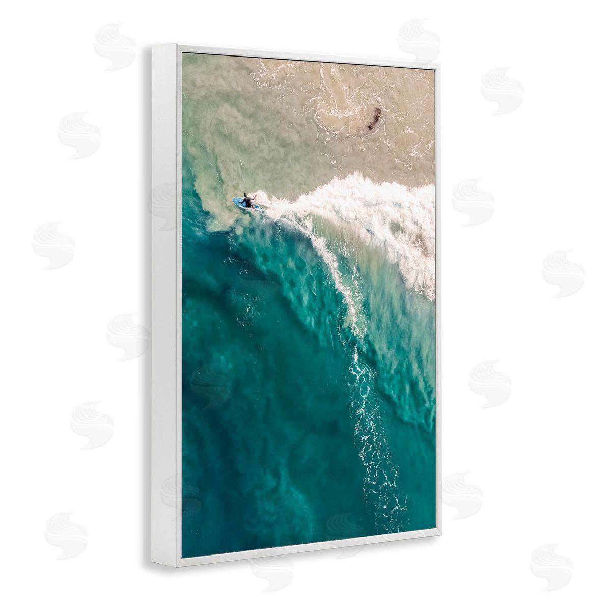 Nataly White Surfing Clear Waters White Framed Giclee Wall Art Print