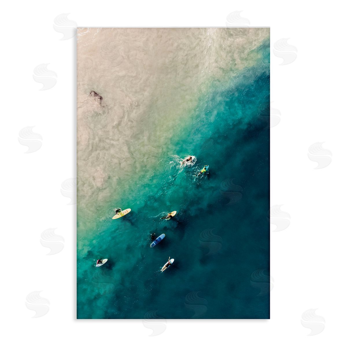 Nataly White Surfers on Vivid Shore Canvas Wall Art Print