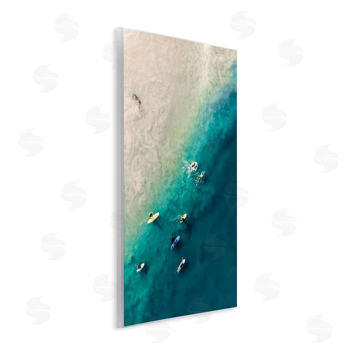 Nataly White Surfers on Vivid Shore Wooden Wall Plaque Art Print