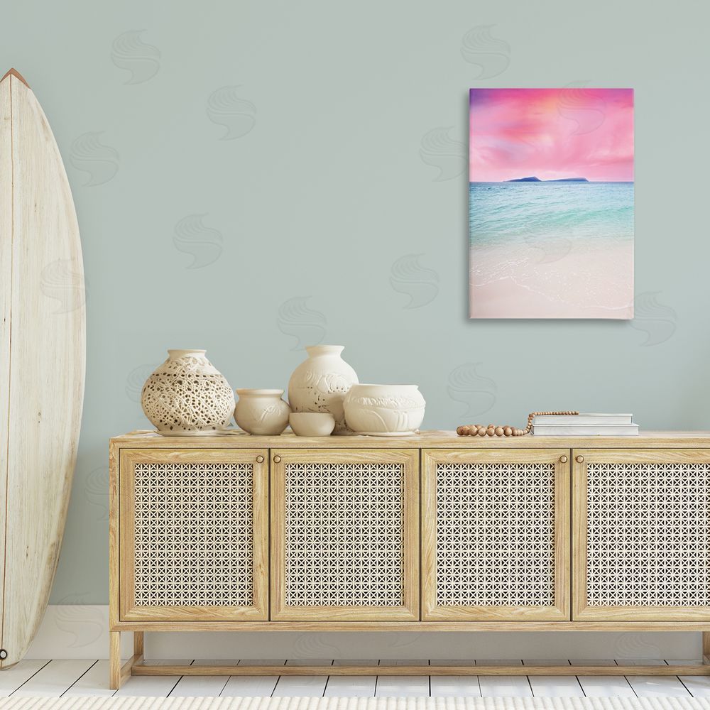 Nataly White Pink Sky Shoreline Canvas Wall Art Print in Room