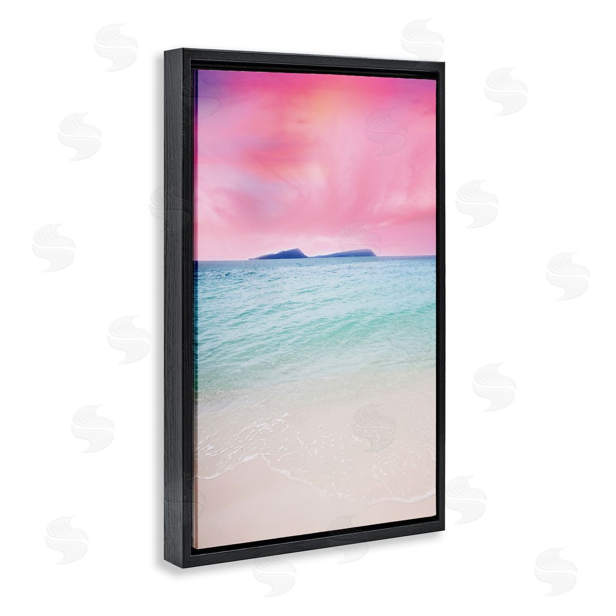 Nataly White Pink Sky Shoreline Black Floating Frame Canvas Wall Art Print