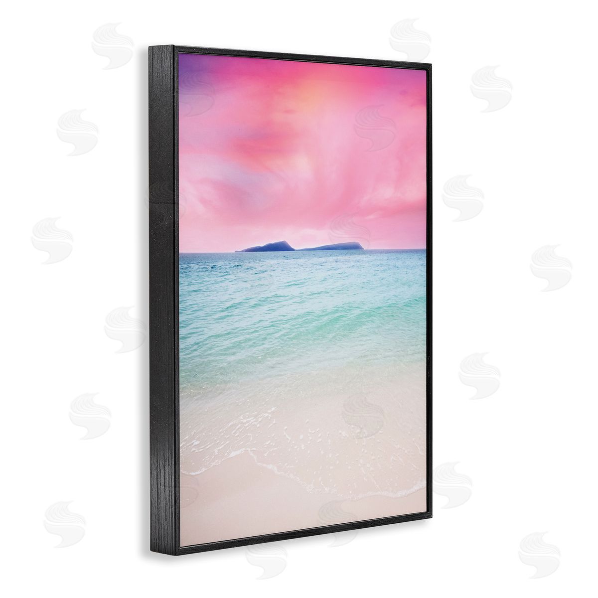 Nataly White Pink Sky Shoreline Black Framed Giclee Wall Art Print