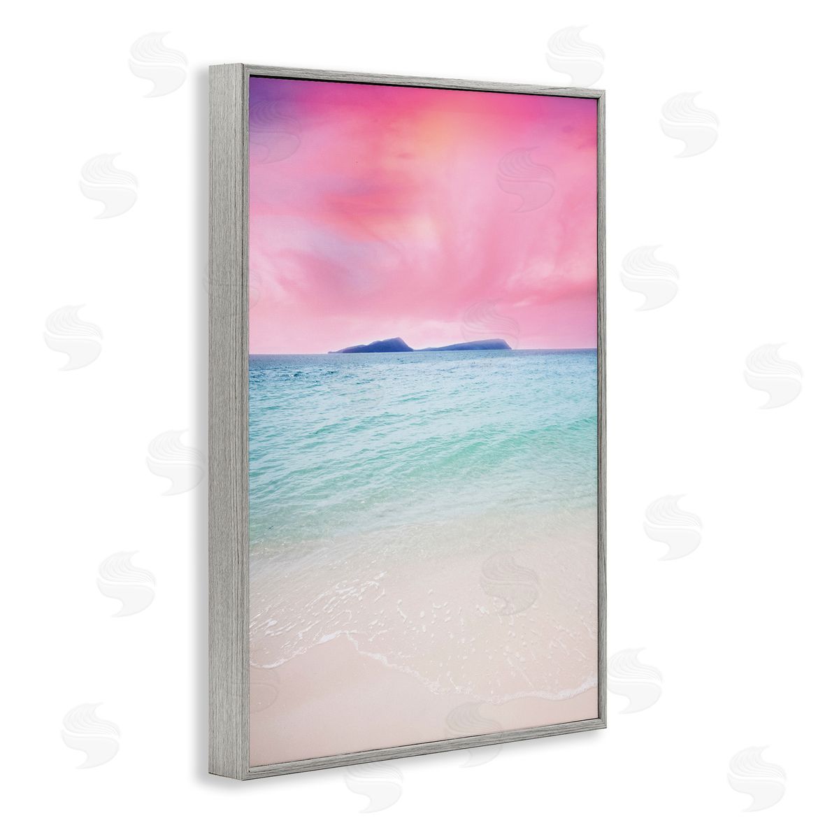 Nataly White Pink Sky Shoreline Gray Framed Giclee Wall Art Print