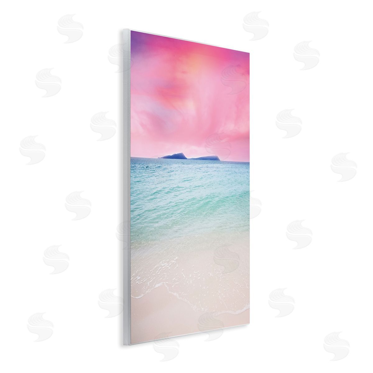 Nataly White Pink Sky Shoreline Wooden Wall Plaque Art Print