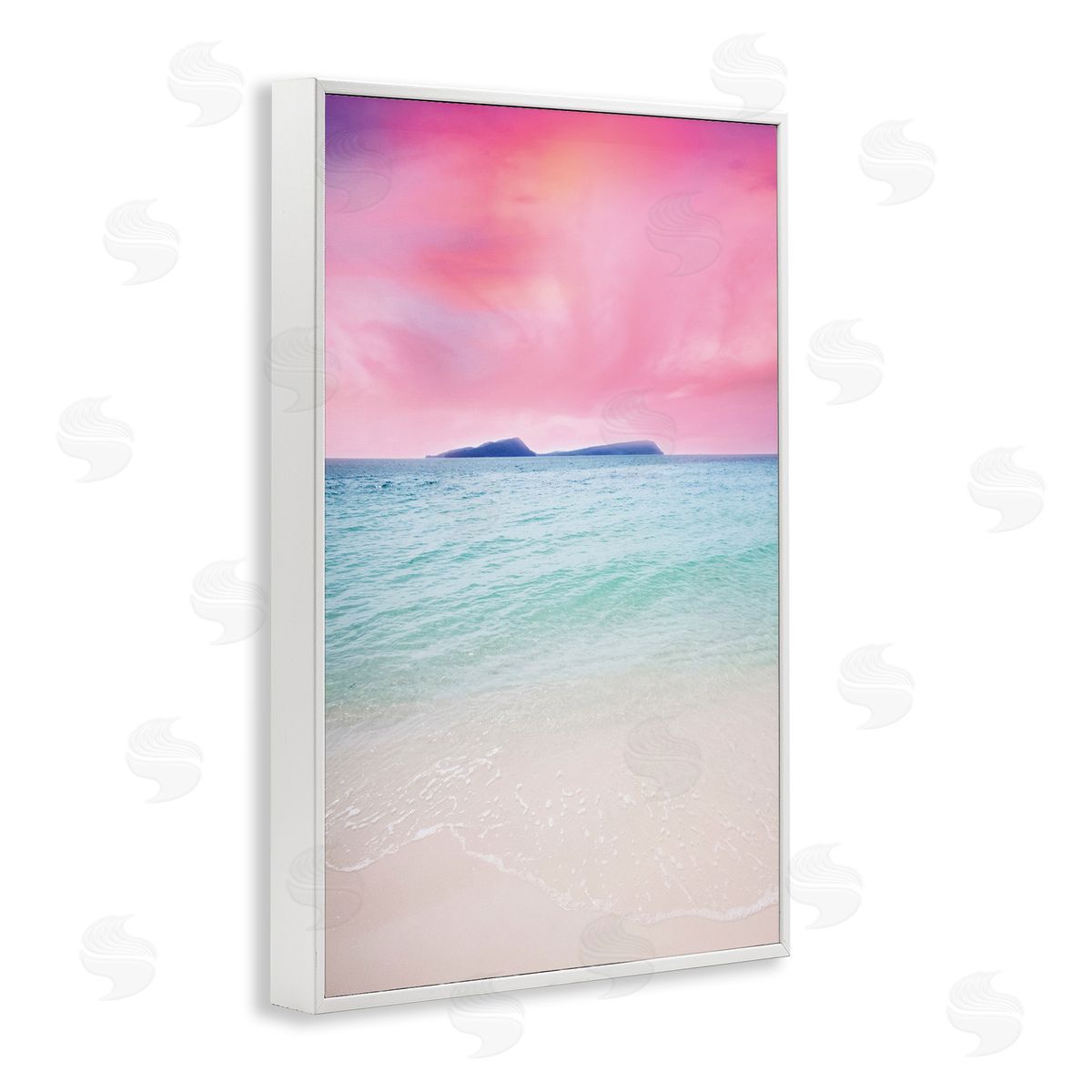 Nataly White Pink Sky Shoreline White Framed Giclee Wall Art Print