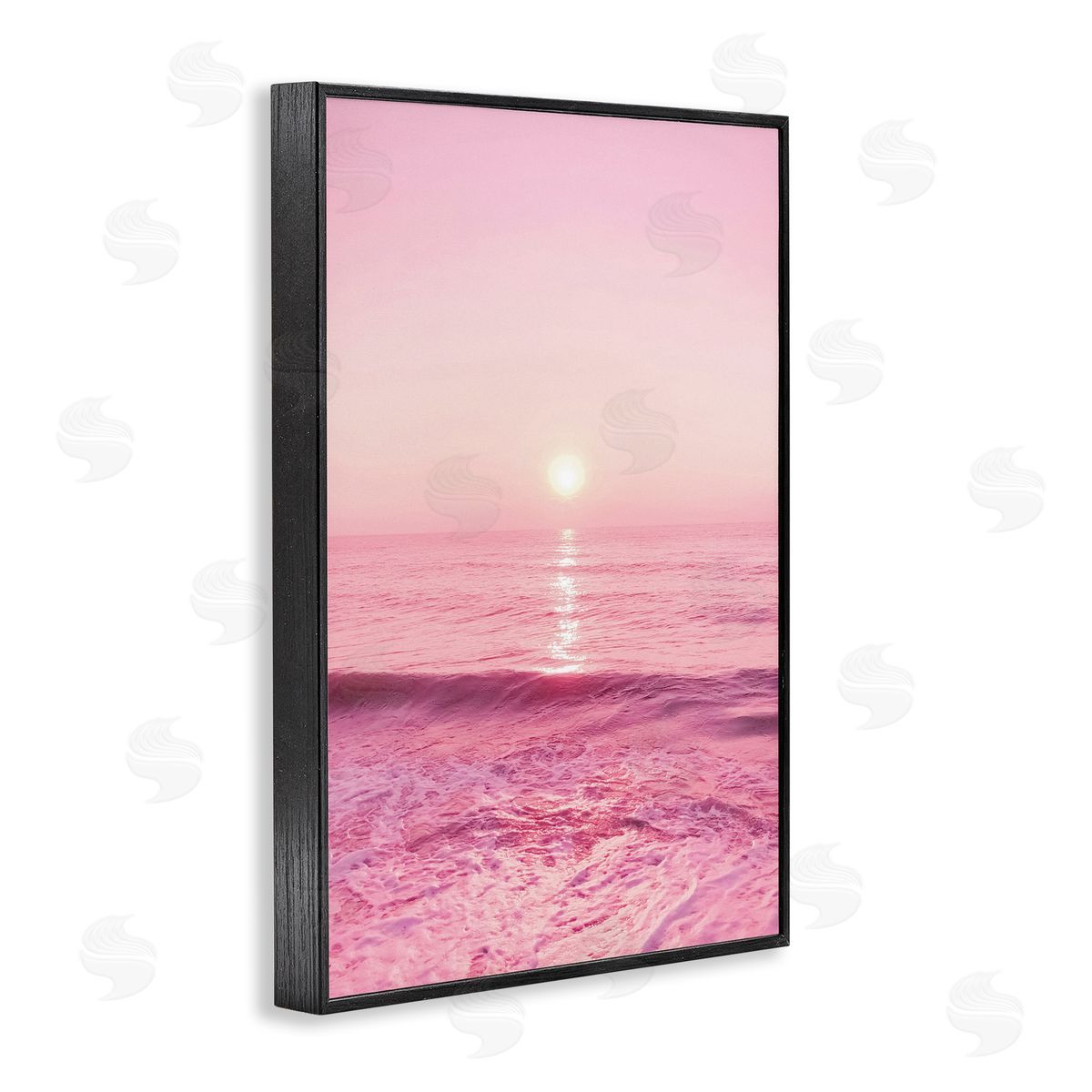 Nataly White Peachy Pink Sunset Black Framed Giclee Wall Art Print