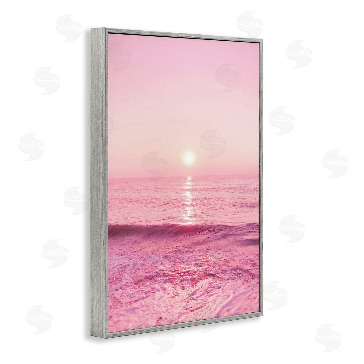 Nataly White Peachy Pink Sunset Gray Framed Giclee Wall Art Print